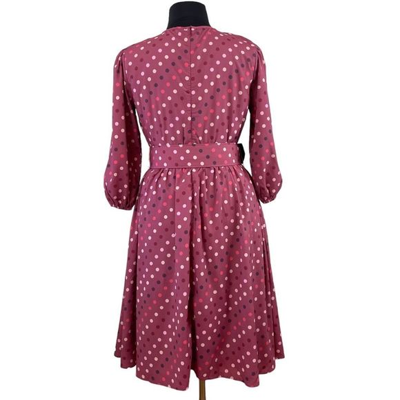 Eshakti Ruched Polka Dot Print Crepe Belted Dress Sz XL - Picture 6 of 13